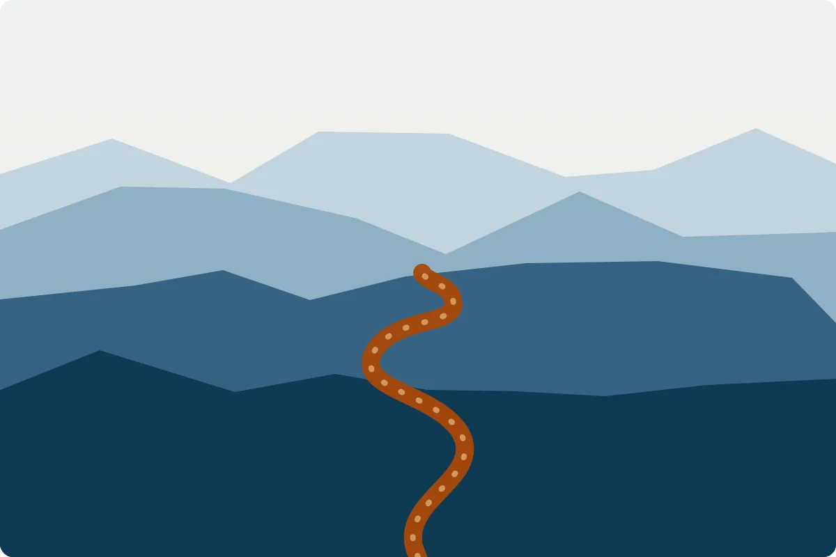 A trail switching back up a mountainside, evoking steady progress.
